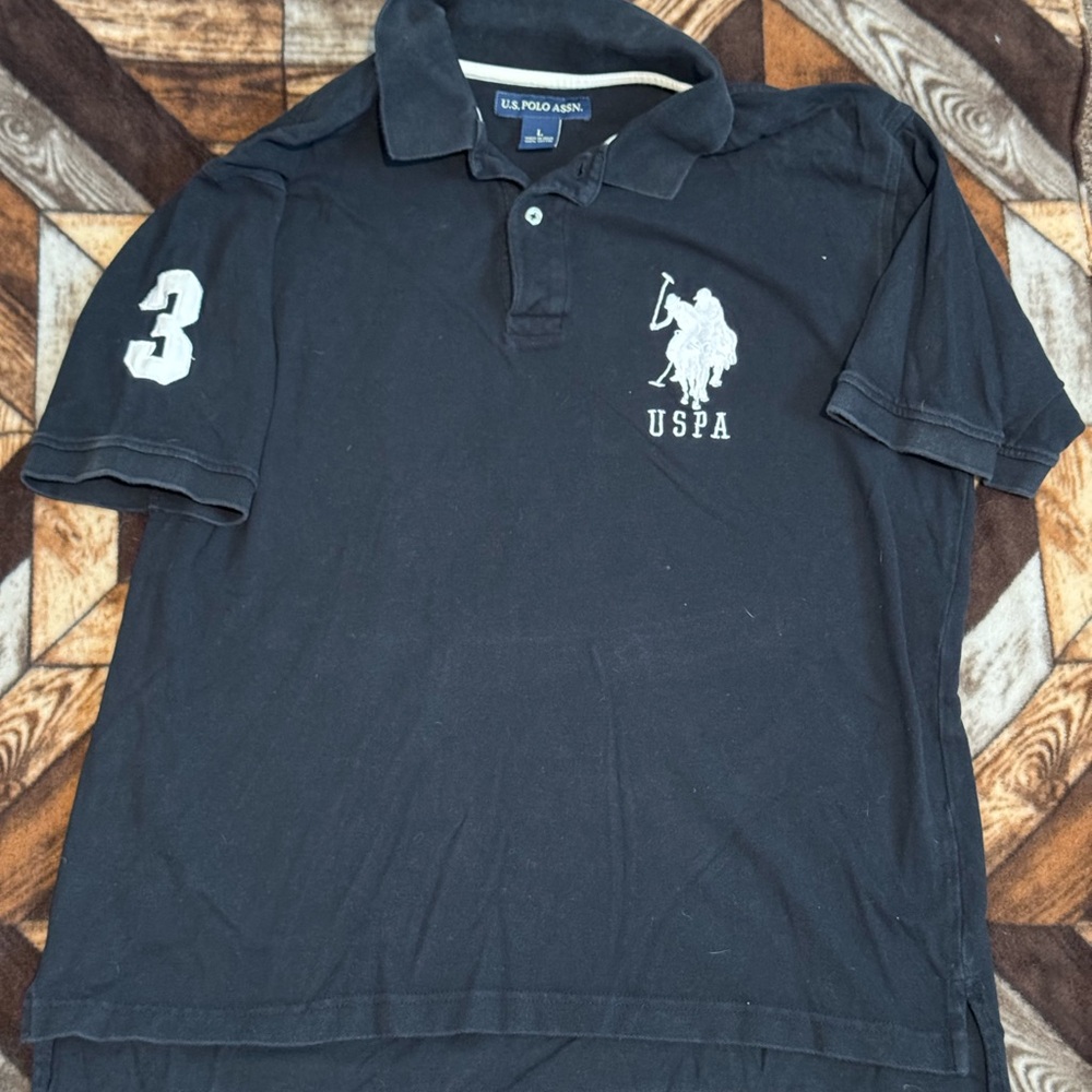 U.S. Polo Assn. Black Polo Shirt with Iconic Logo and Sleeve Number